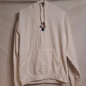 Wallace Cream Hoodie with Embroidered Character Size Medium